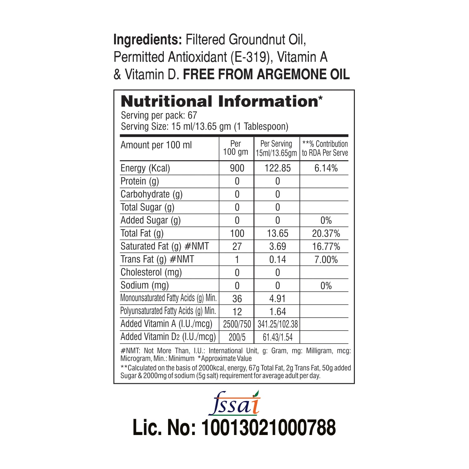 Vimal Pure Gold Micro-Filtered Groundnut Oil | 1-L Bottle