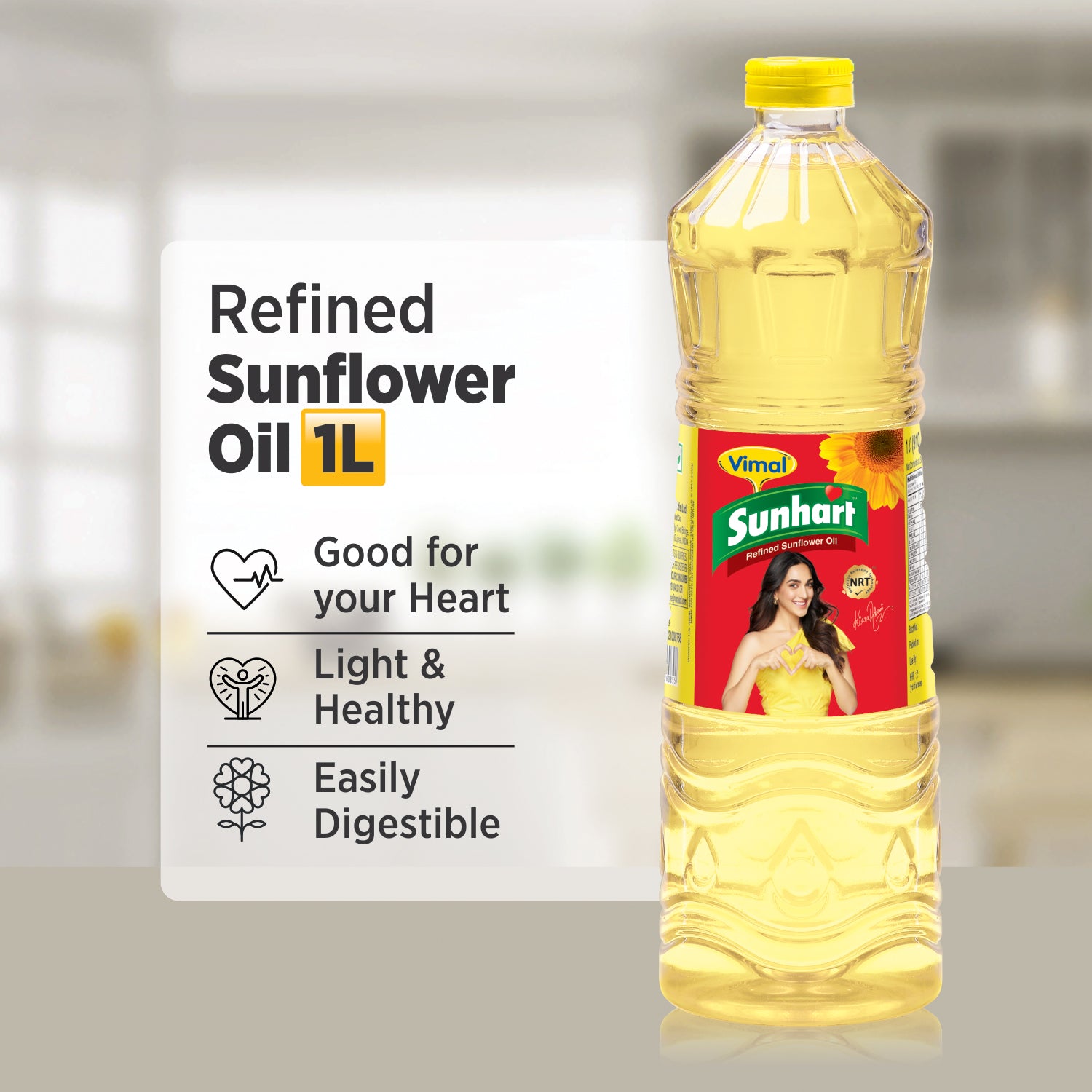 Vimal Sunhart Refined Sunflower Oil | 1-L Bottle