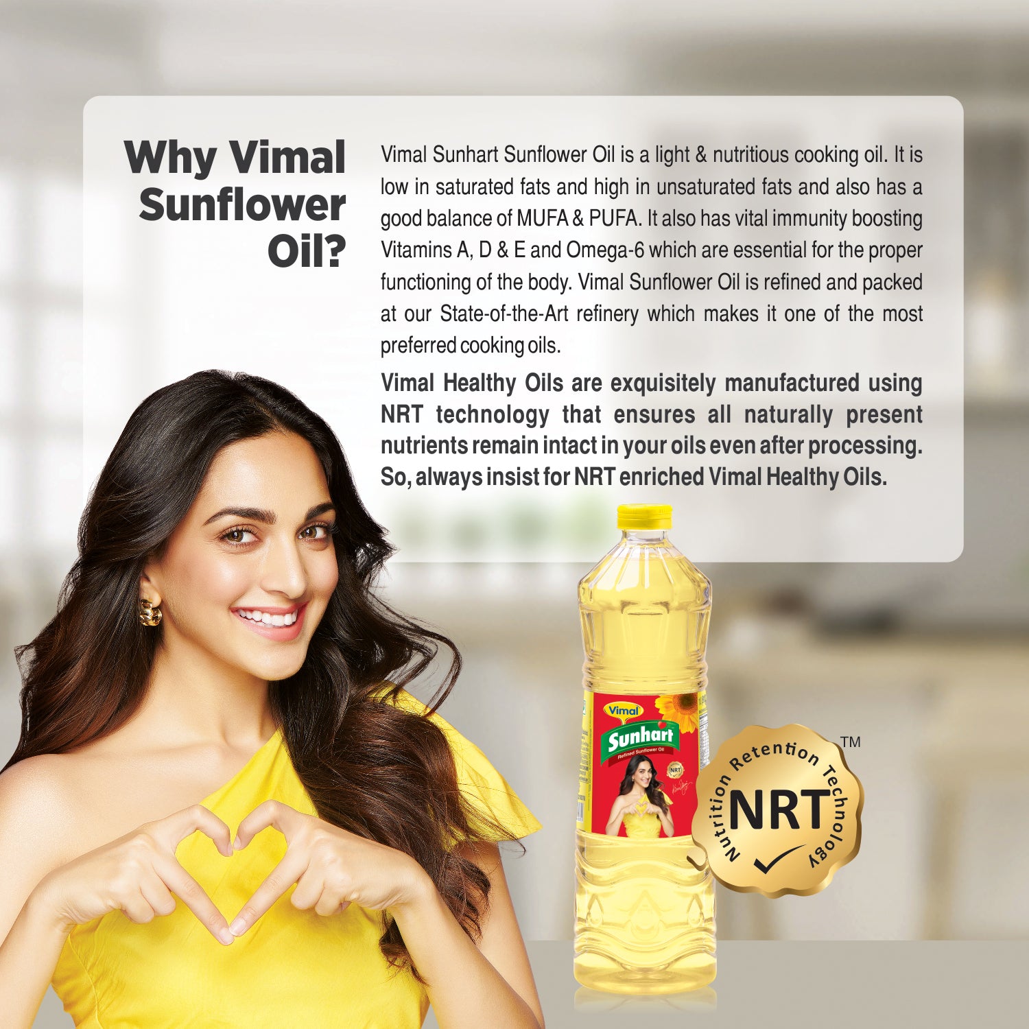 Vimal Sunhart Refined Sunflower Oil | 1-L Bottle