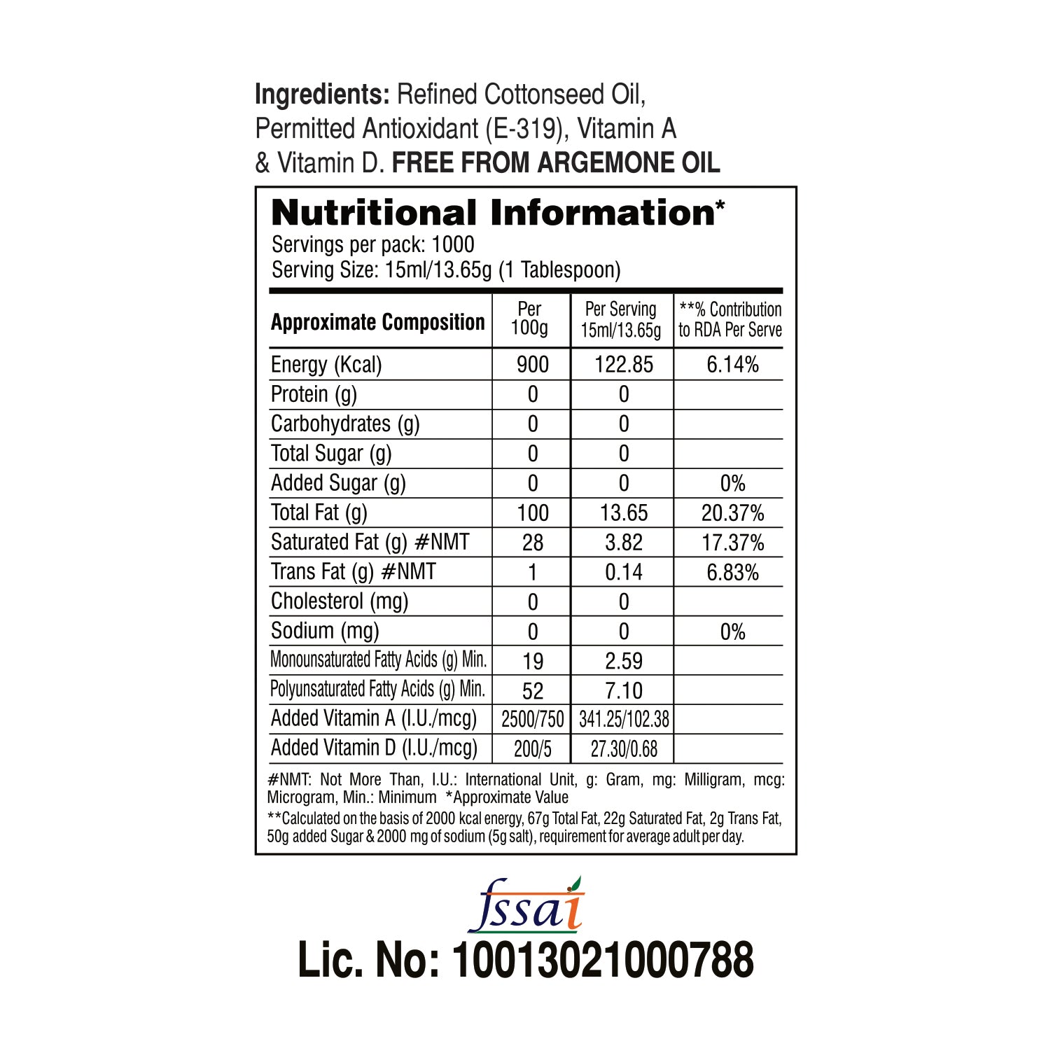 Vimal Refined Cottonseed Oil | 15 KG Tin