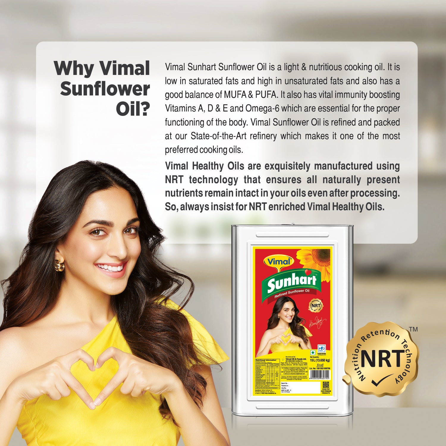 Vimal Sunhart Refined Sunflower Oil | 15 KG Tin