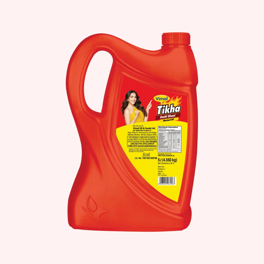 Vimal Tikha Kachi Ghani Mustard Oil | 5-L Jar