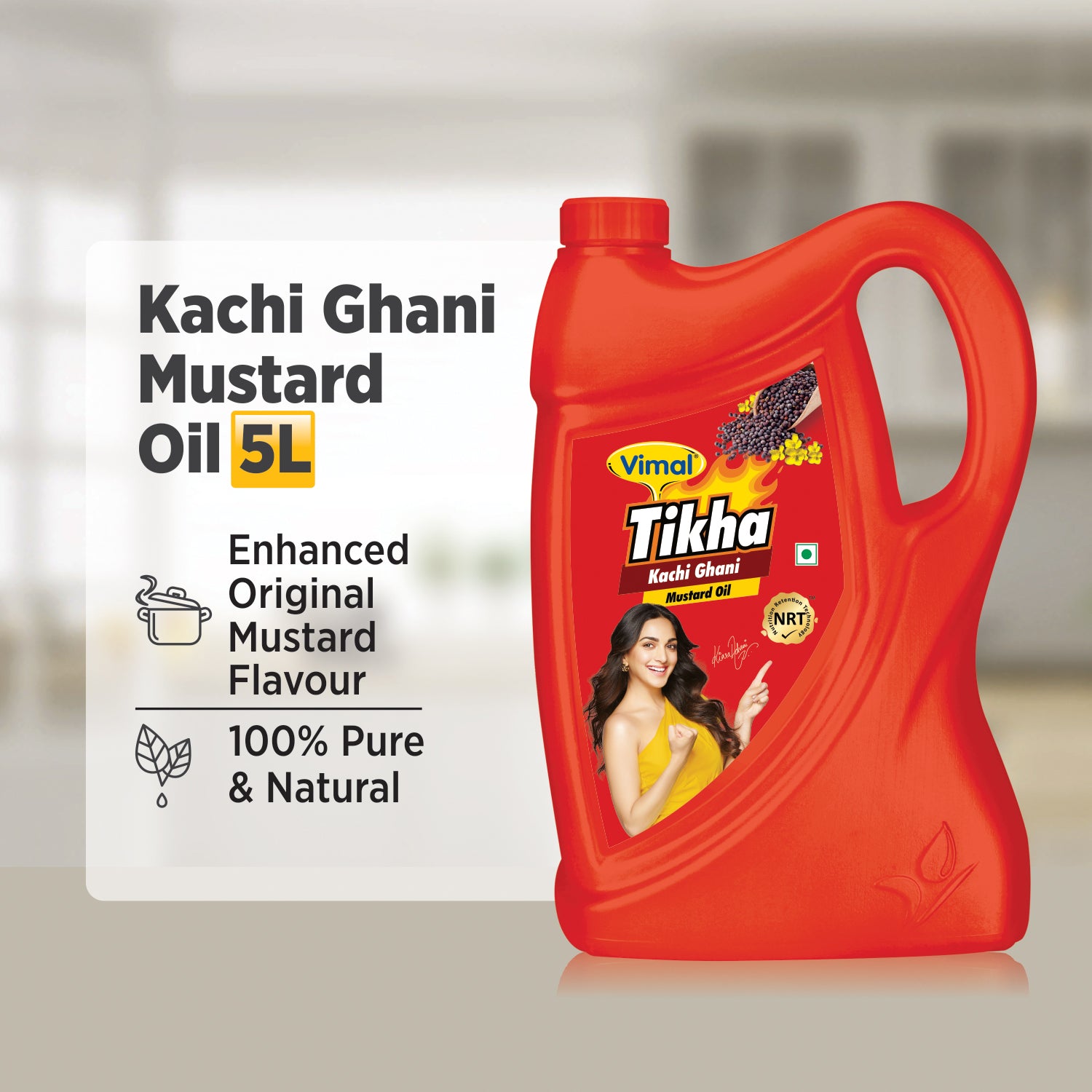 Vimal Tikha Kachi Ghani Mustard Oil | 5-L Jar