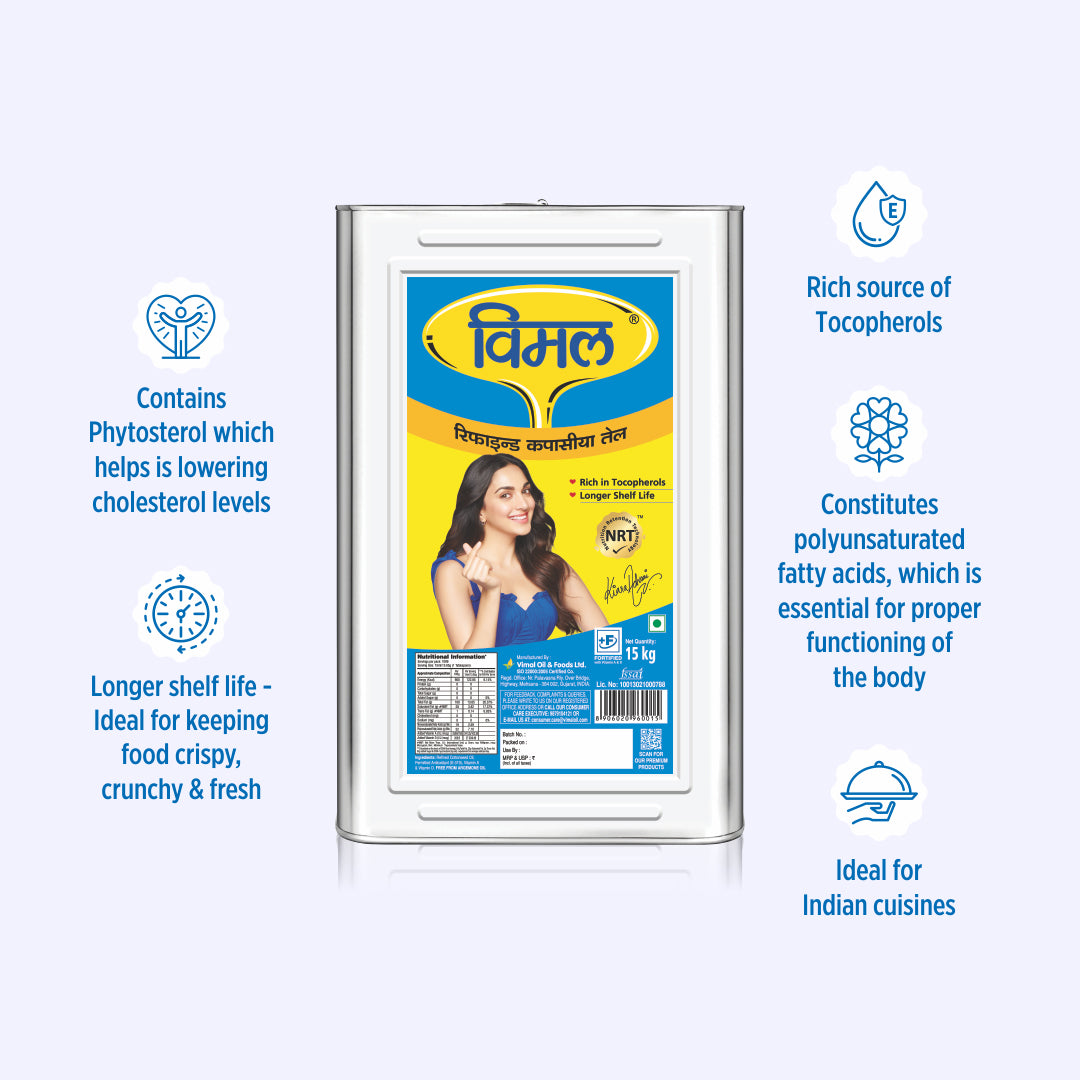 Vimal Refined Cottonseed Oil | 15 KG Tin