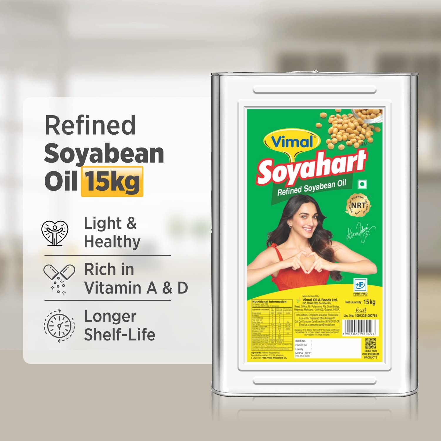 Vimal Soyahart Refined Soyabean Oil | 15 KG Tin