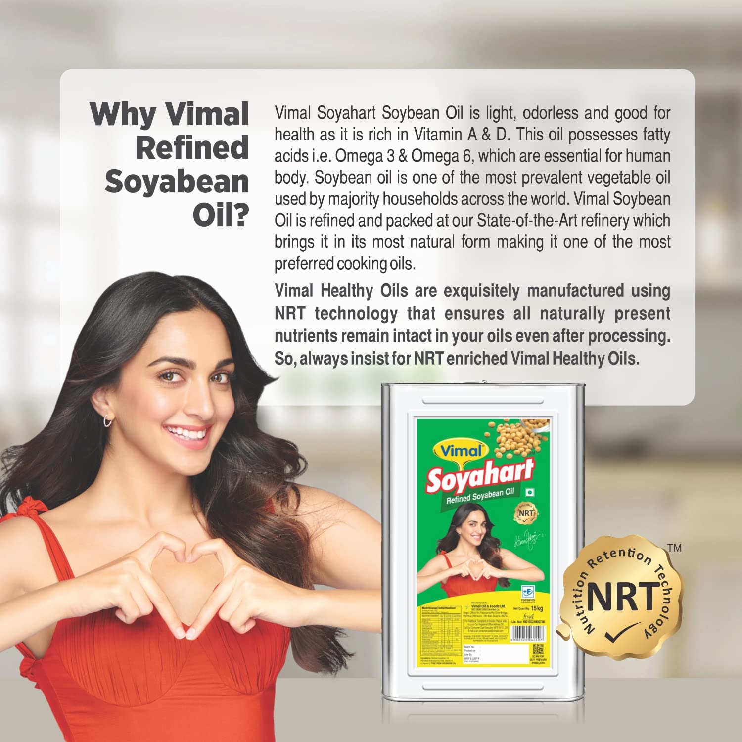 Vimal Soyahart Refined Soyabean Oil | 15 KG Tin