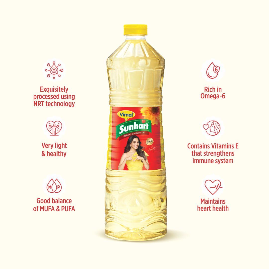 Vimal Sunhart Refined Sunflower Oil | 1-L Bottle