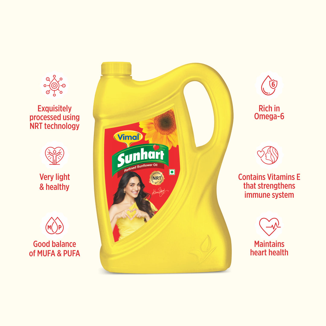 Vimal Sunhart Refined Sunflower Oil | 5-L Jar