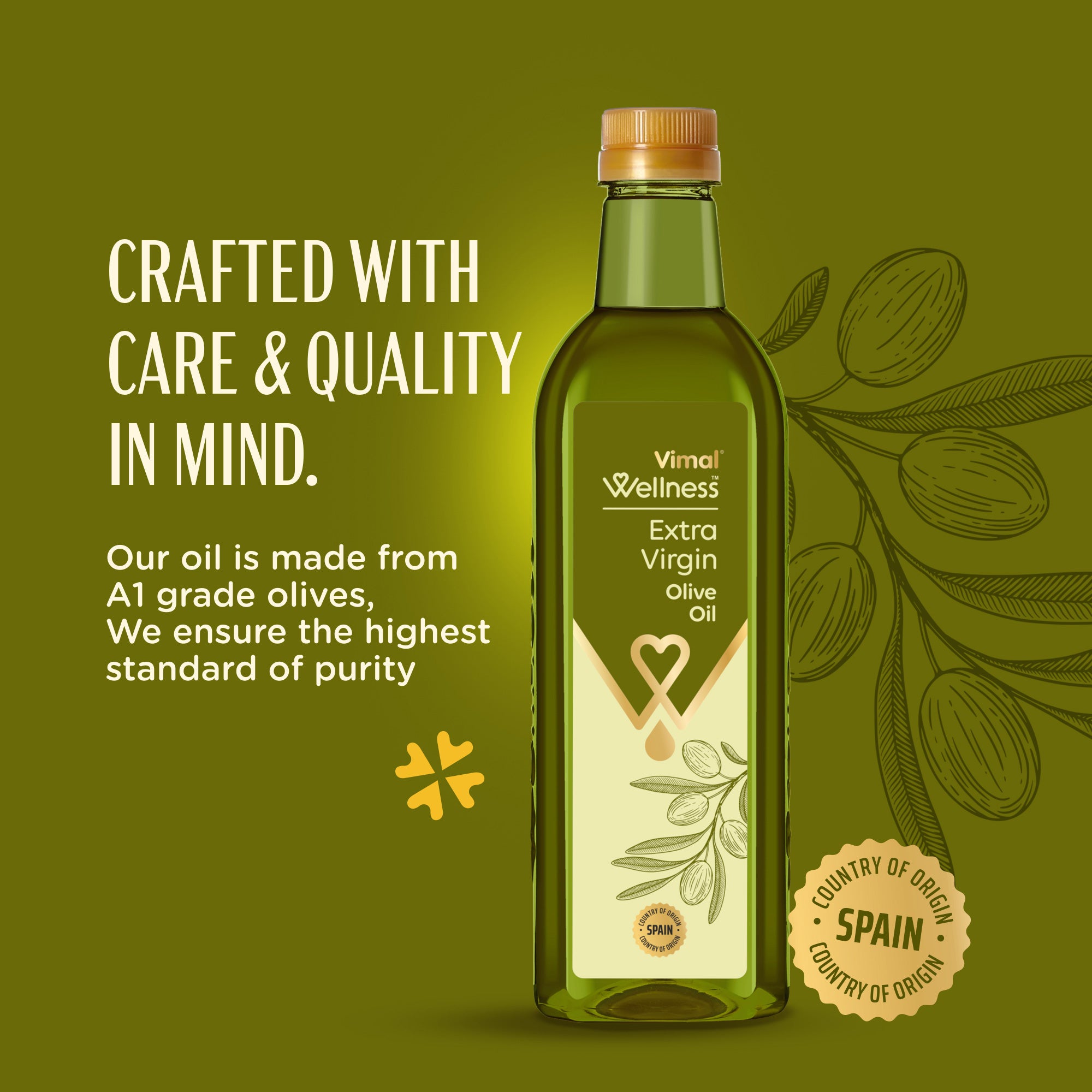 Vimal Wellness Extra Virgin Olive Oil | 1 L